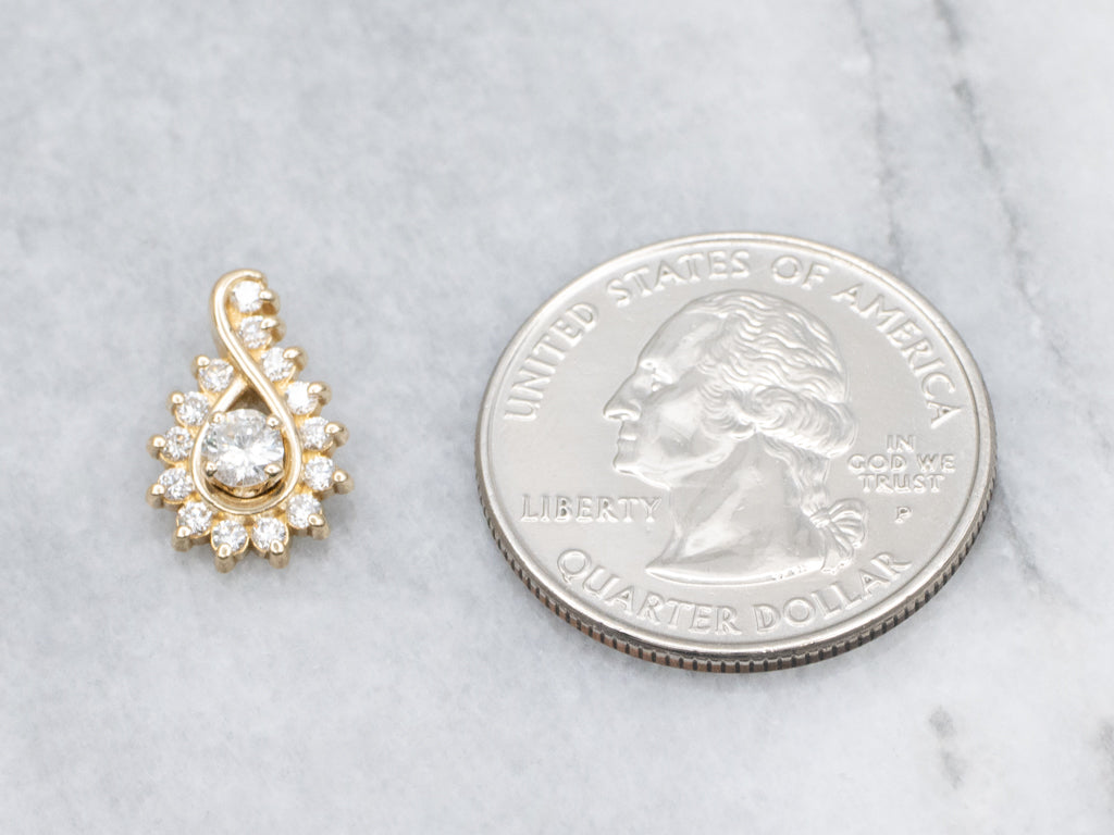 Yellow Gold Brilliant Diamond Halo Pendant
