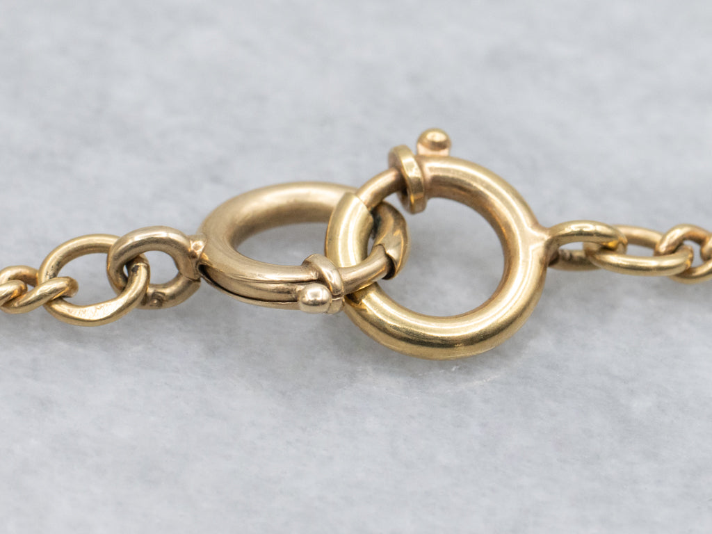 Vintage Yellow Gold Curb Chain with Spring Ring Clasps