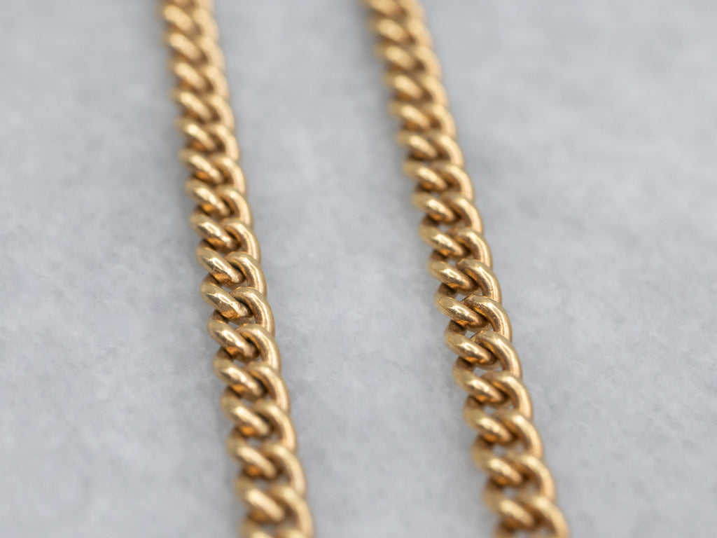 Vintage Yellow Gold Curb Chain with Spring Ring Clasps