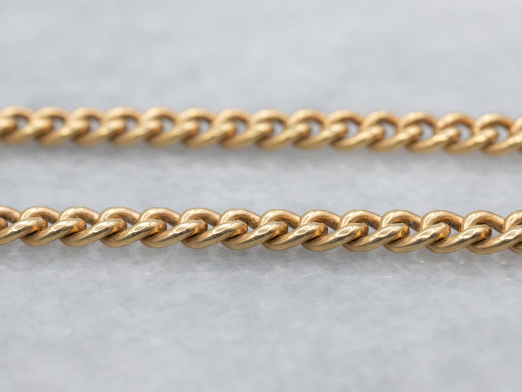 Vintage Yellow Gold Curb Chain with Spring Ring Clasps