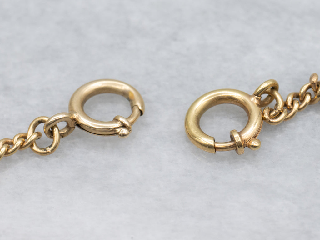 Vintage Yellow Gold Curb Chain with Spring Ring Clasps
