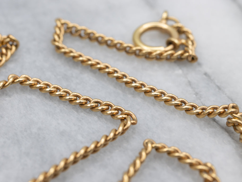 Vintage Yellow Gold Curb Chain with Spring Ring Clasps