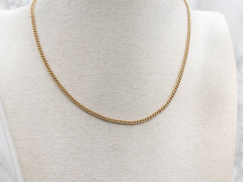 Vintage Yellow Gold Curb Chain with Spring Ring Clasps