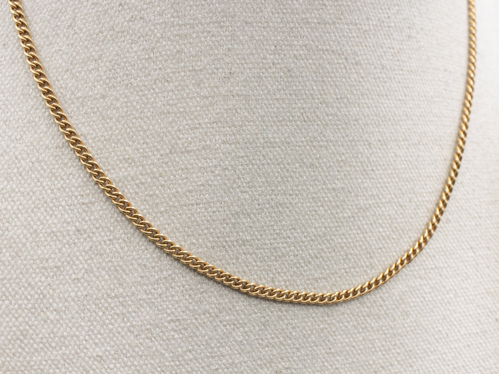 Vintage Yellow Gold Curb Chain with Spring Ring Clasps