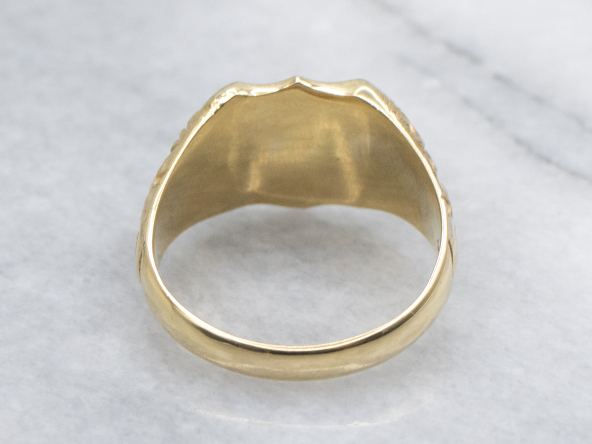 Antique Gold Signet Ring with Shield-Shaped Top