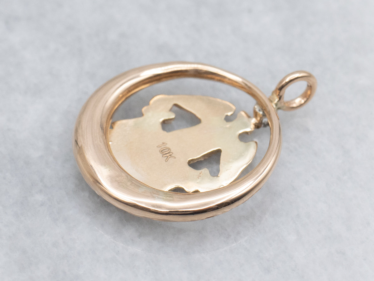 Diamond U.S. Navy Coat of Arms Engraved Gold Pendant