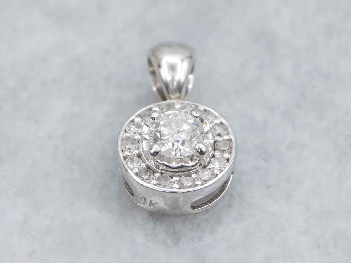 Brilliant Diamond Halo White Gold Pendant