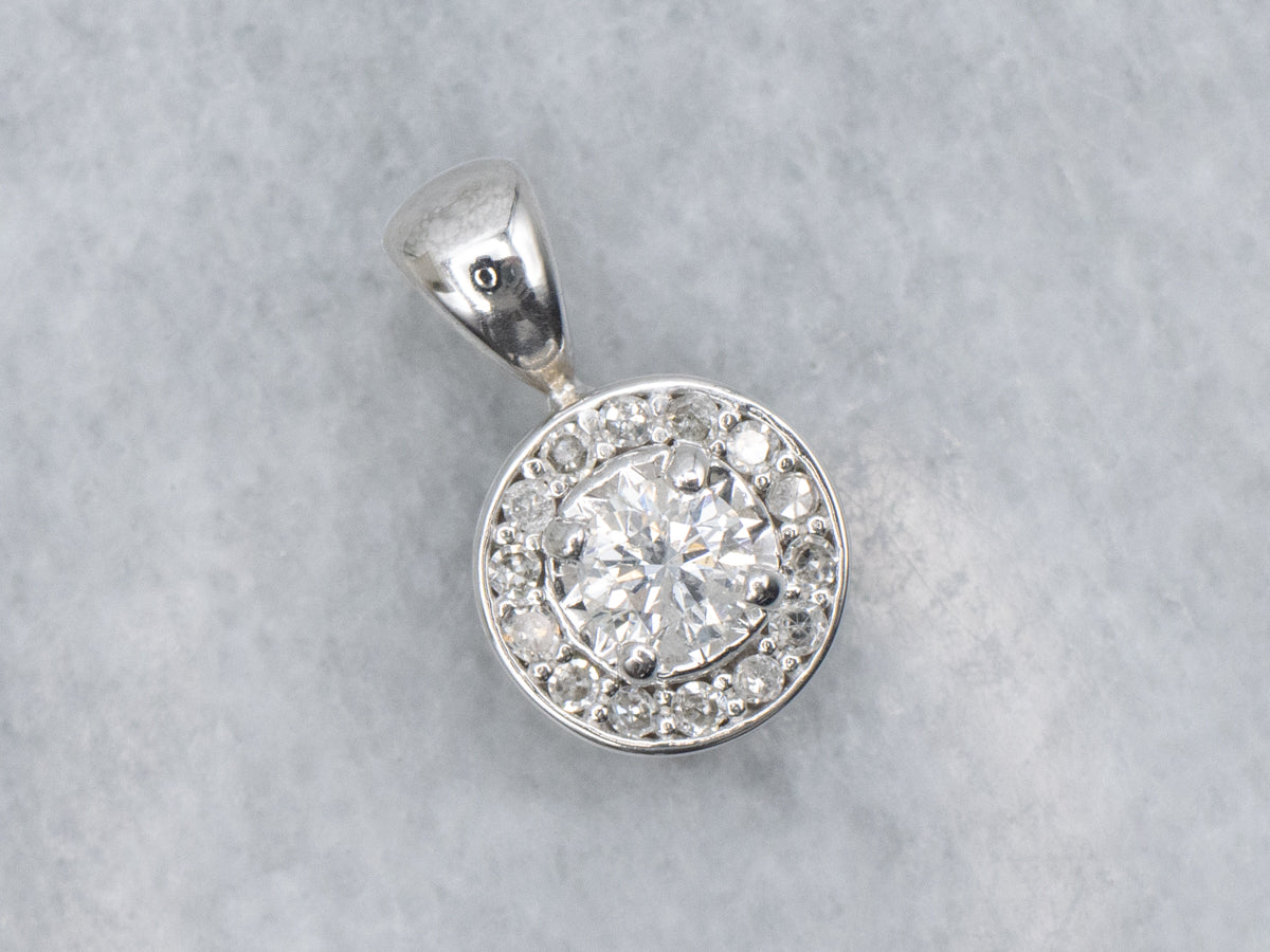 Brilliant Diamond Halo White Gold Pendant