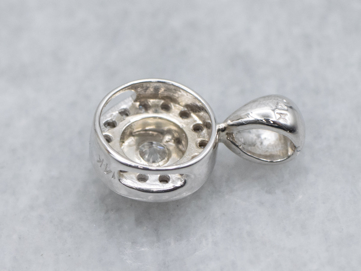 Brilliant Diamond Halo White Gold Pendant