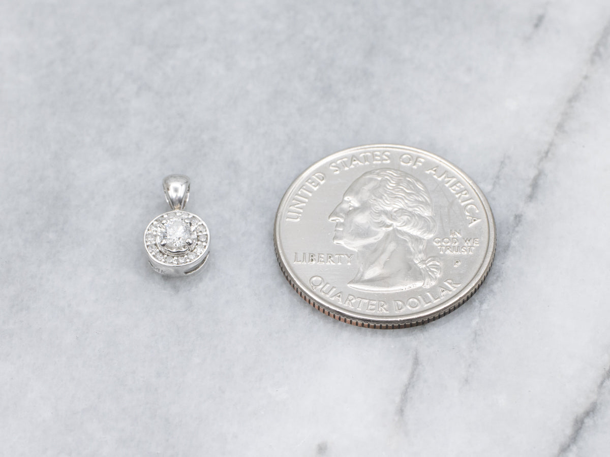 Brilliant Diamond Halo White Gold Pendant