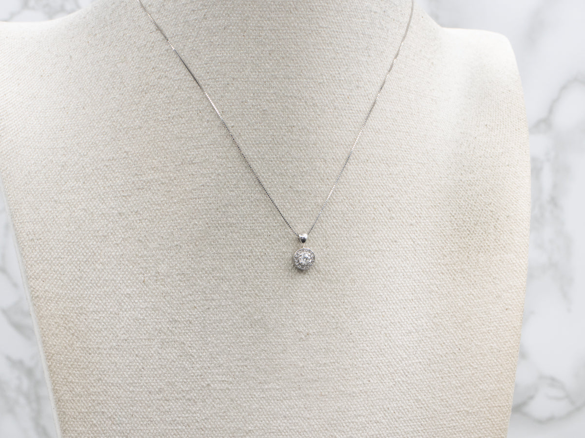 Brilliant Diamond Halo White Gold Pendant