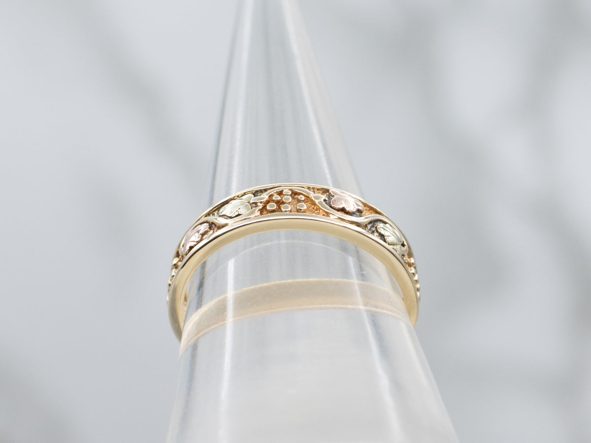 Black Hills Tri-Color Gold Botanical Pattern Band