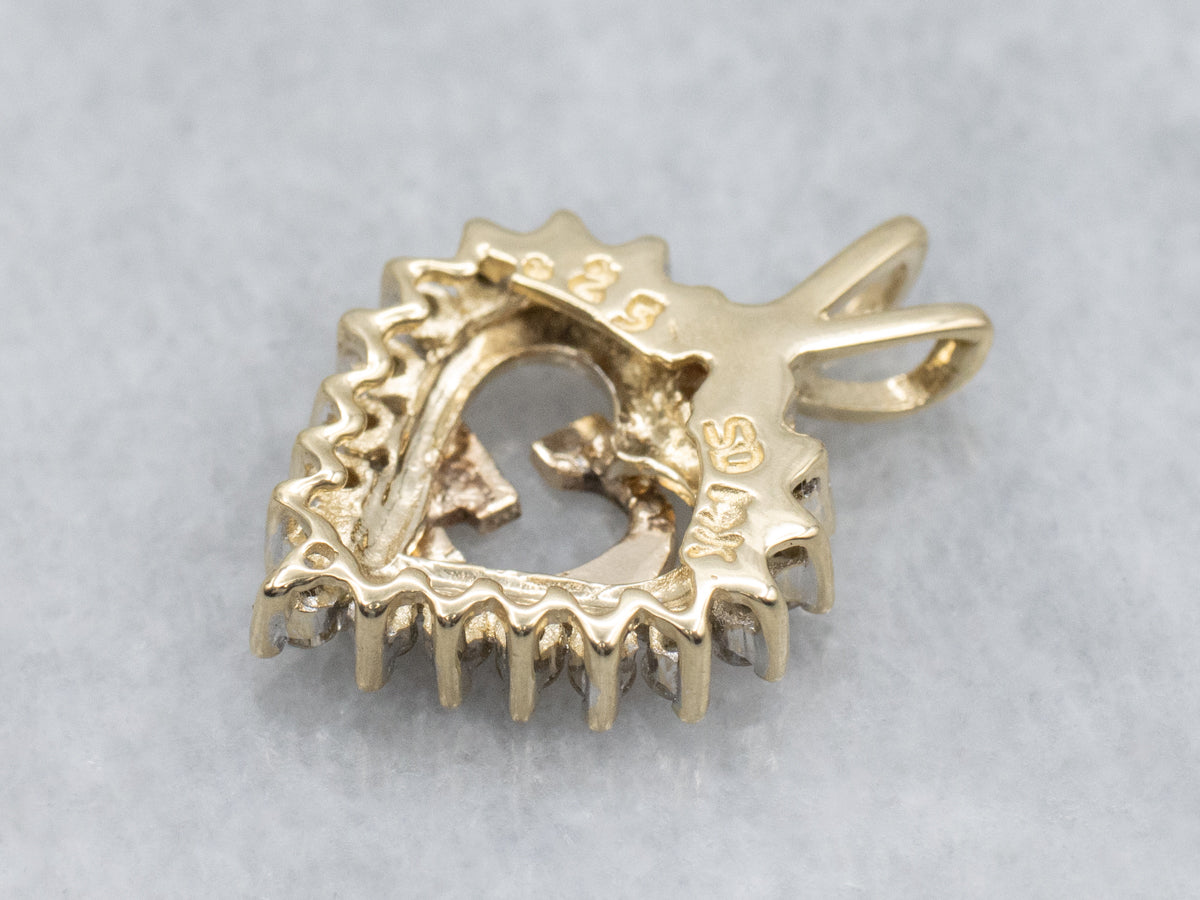 Initial "G" Diamond Heart Yellow Gold Mix-Era Pendant