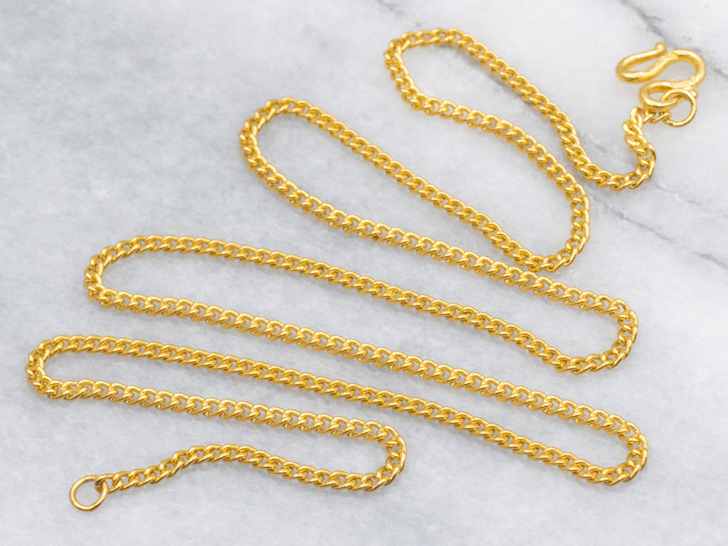 22K Yellow Gold Curb Chain with Hook Clasp