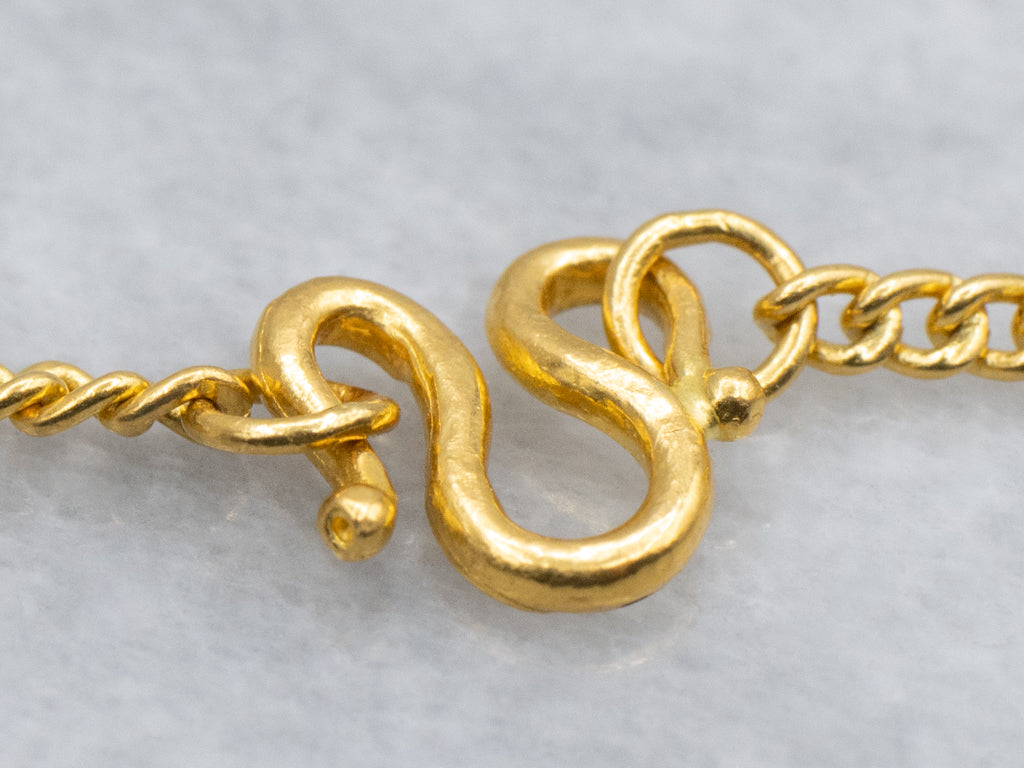 22K Yellow Gold Curb Chain with Hook Clasp