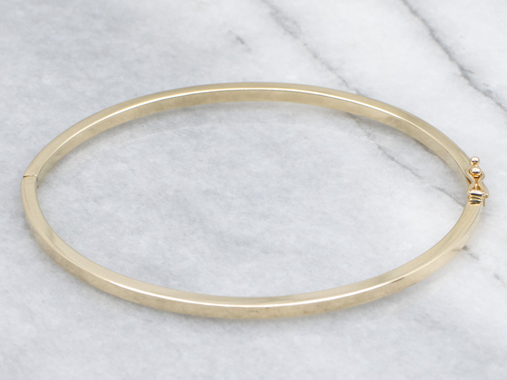 Simple Hinged Yellow Gold Bangle Bracelet
