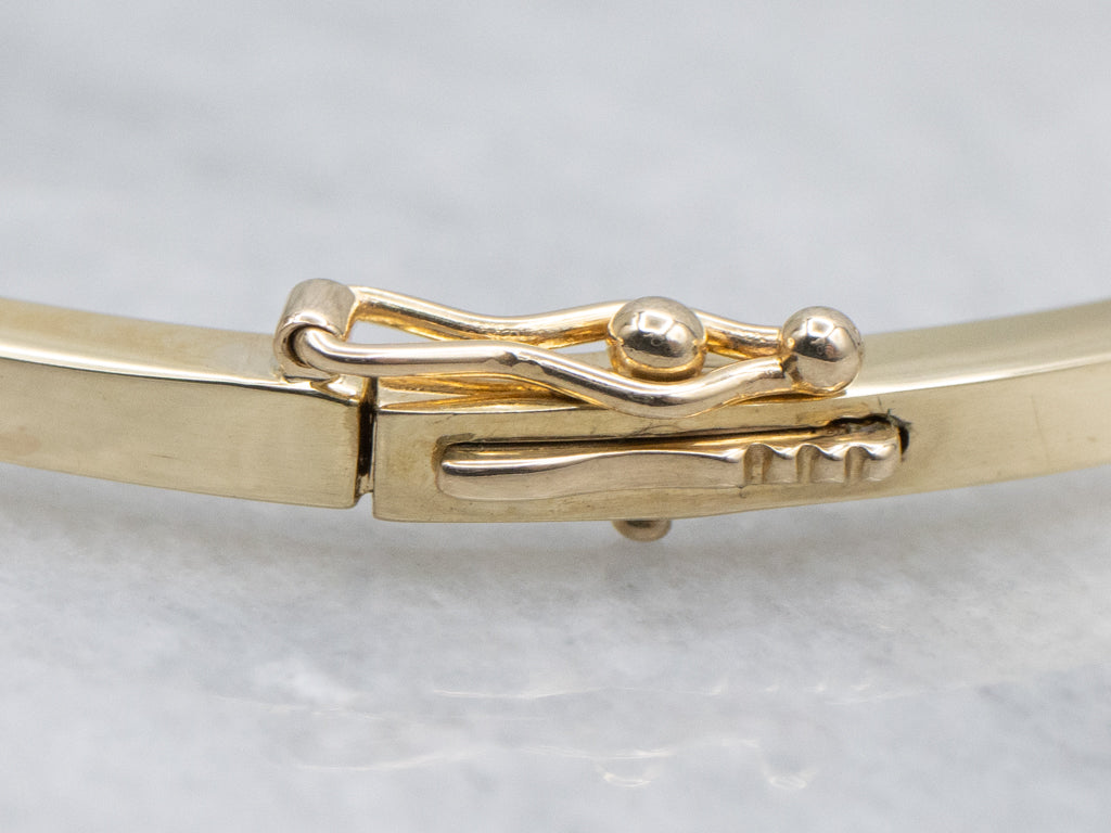 Simple Hinged Yellow Gold Bangle Bracelet