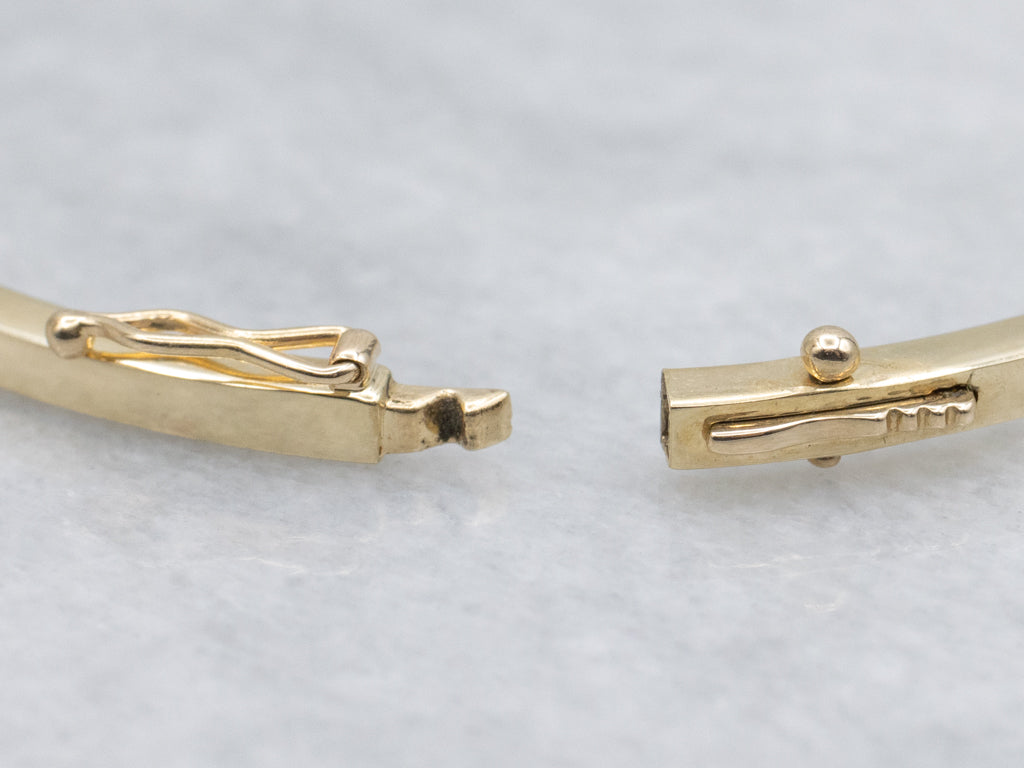 Simple Hinged Yellow Gold Bangle Bracelet