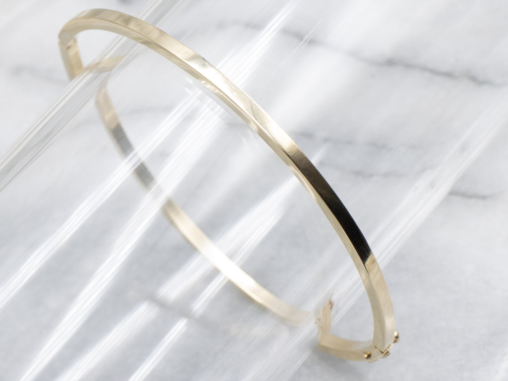 Simple Hinged Yellow Gold Bangle Bracelet