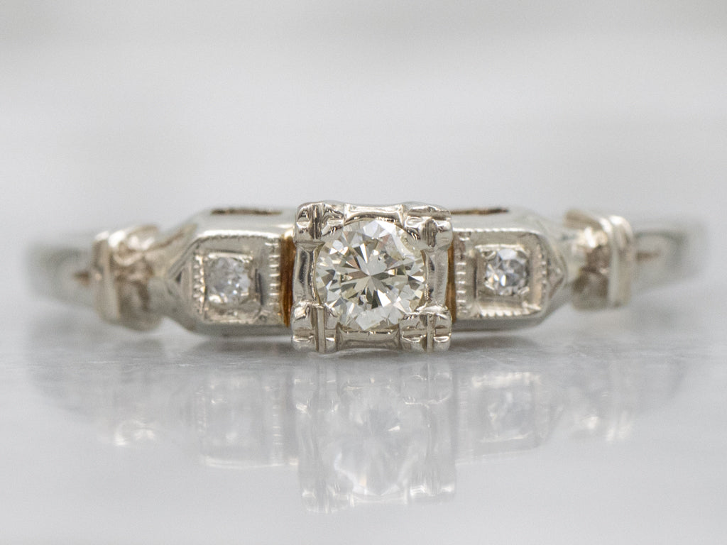 Early 1930s Illusion Set Three-Stone Diamond Engagement Ring
