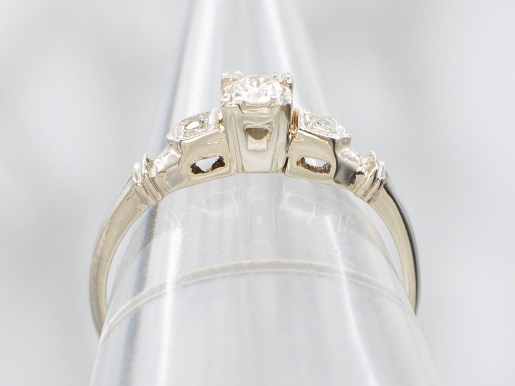 Early 1930s Illusion Set Three-Stone Diamond Engagement Ring