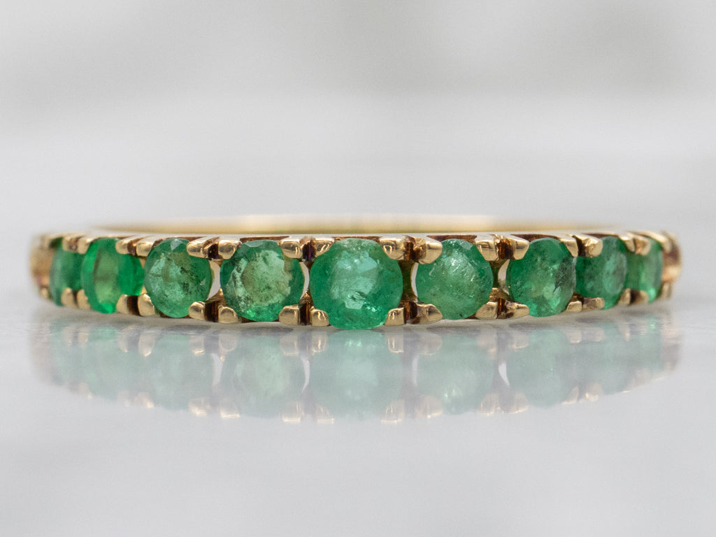 18-Karat Yellow Gold and Emerald Gemstone Band