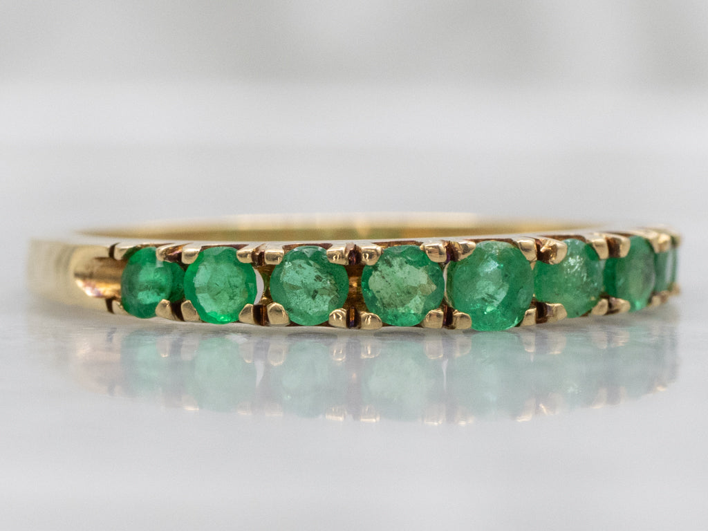 18-Karat Yellow Gold and Emerald Gemstone Band