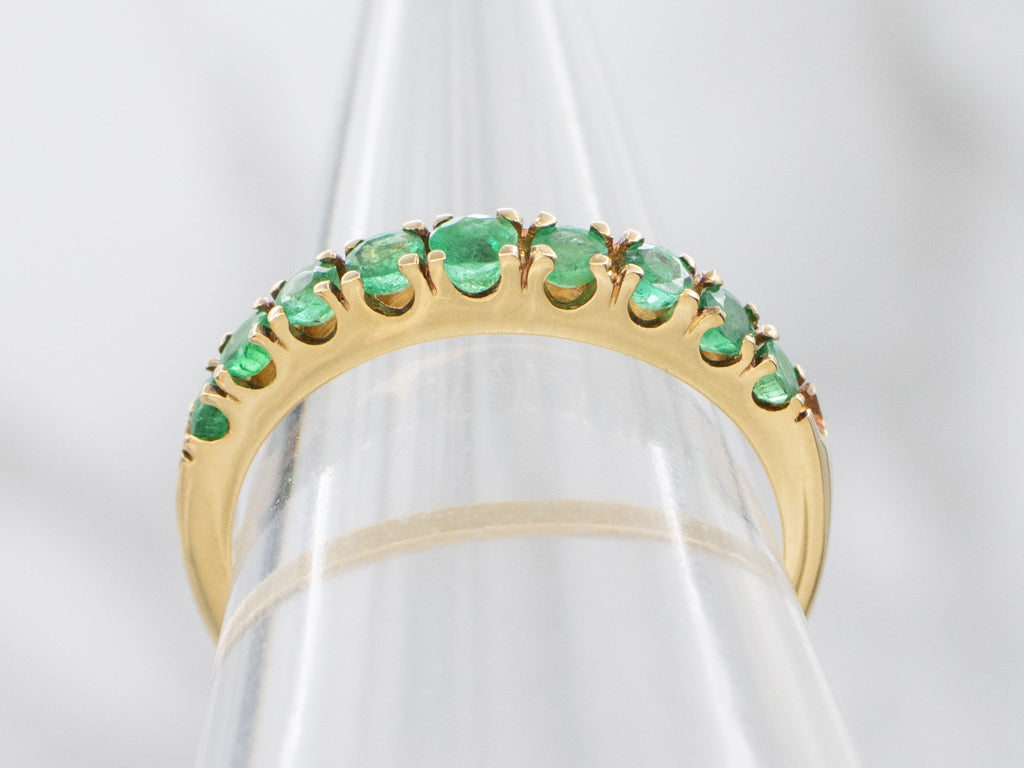 18-Karat Yellow Gold and Emerald Gemstone Band