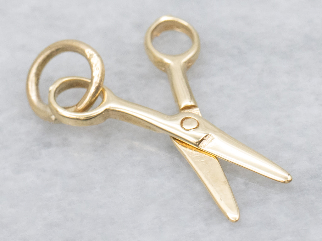 Moveable Vintage Gold Scissor Charm Pendant