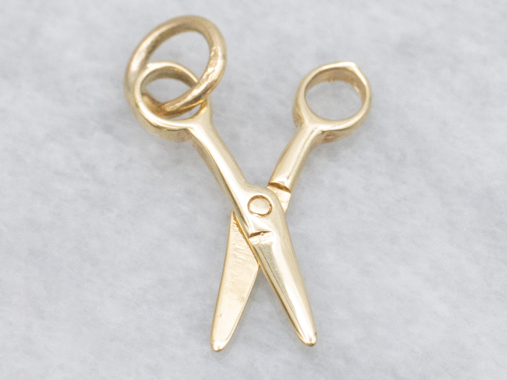 Moveable Vintage Gold Scissor Charm Pendant