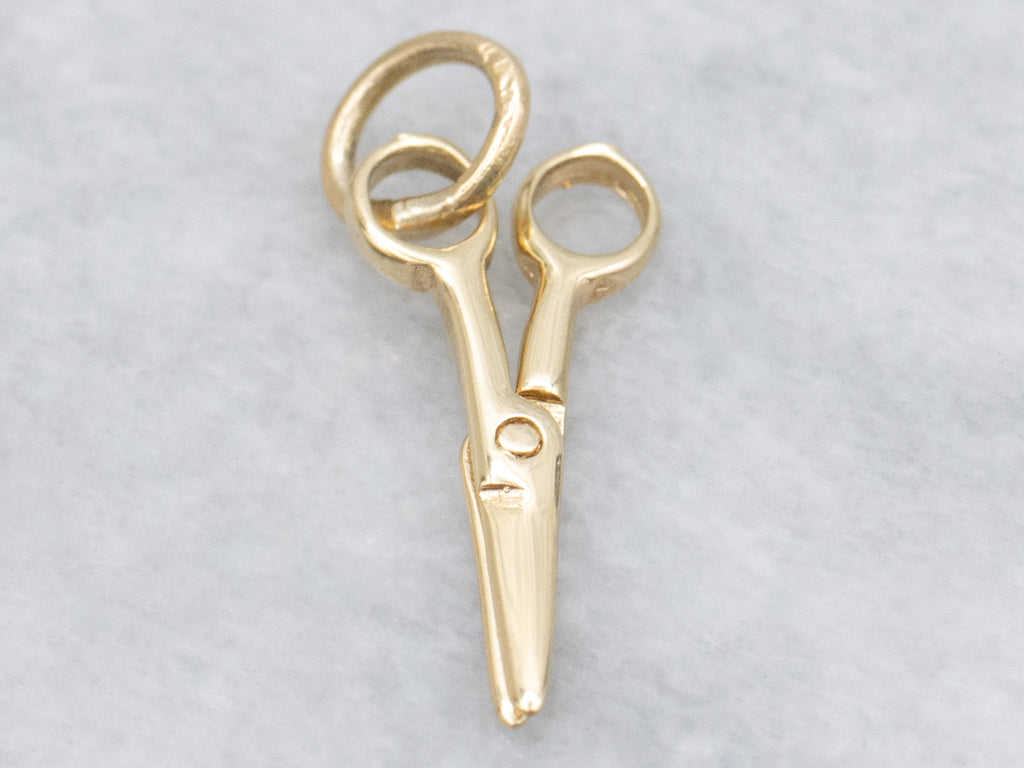 Moveable Vintage Gold Scissor Charm Pendant