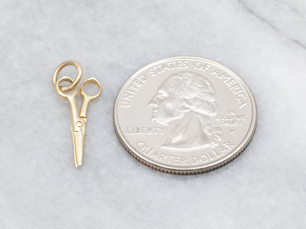 Moveable Vintage Gold Scissor Charm Pendant