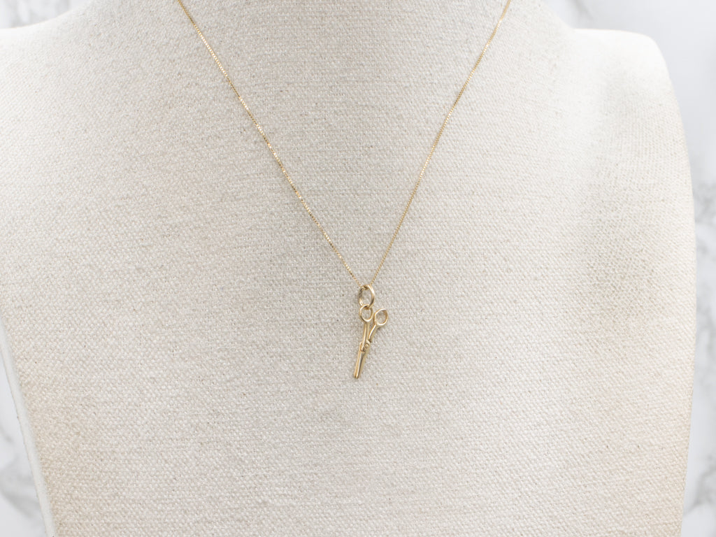 Moveable Vintage Gold Scissor Charm Pendant