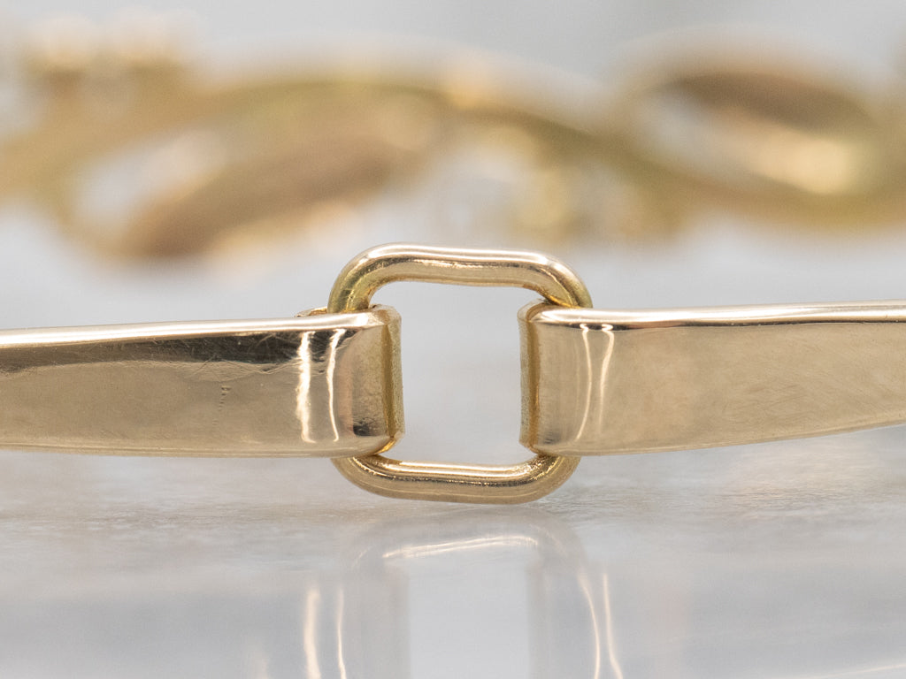 Vintage Botanical Gold Bangle Bracelet with Hook Clasp