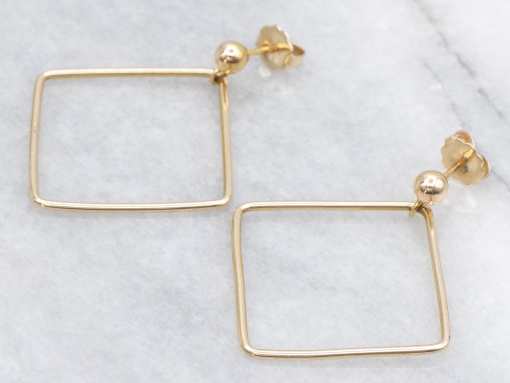 Polished Gold Marquise Drop Earrings with Post-Back Findings