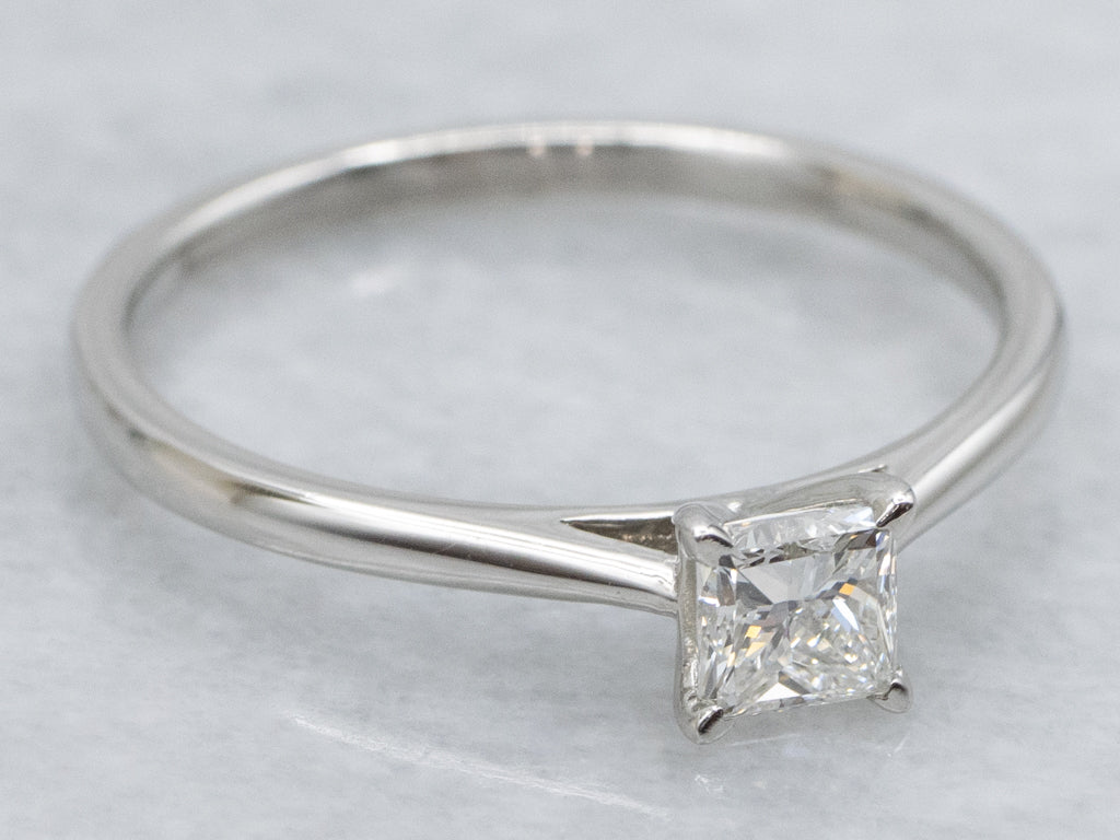Platinum Princess Cut Diamond Solitaire Engagement Ring