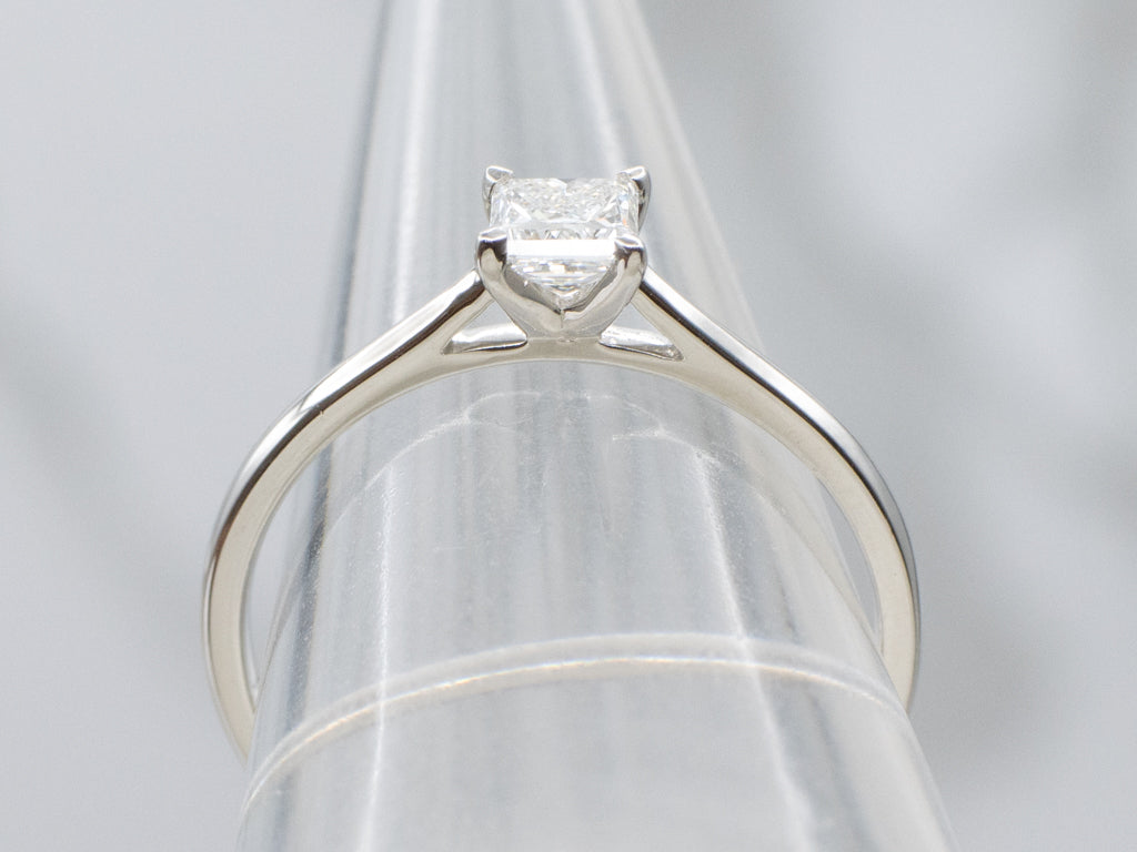 Platinum Princess Cut Diamond Solitaire Engagement Ring