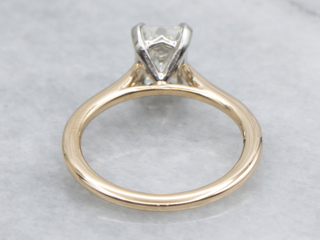 GIA Certified Emerald-Cut Diamond Solitaire Mix-Metal Engagement Ring with Hidden Sapphire