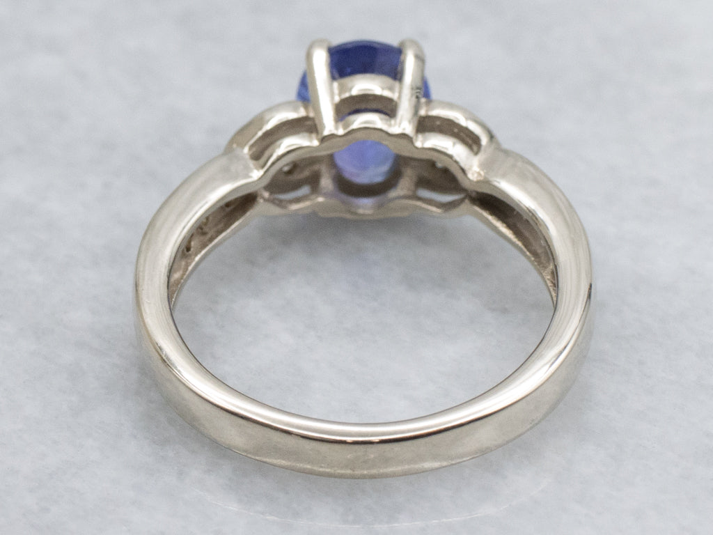 Sweetheart Tanzanite and Diamond White Gold Ring