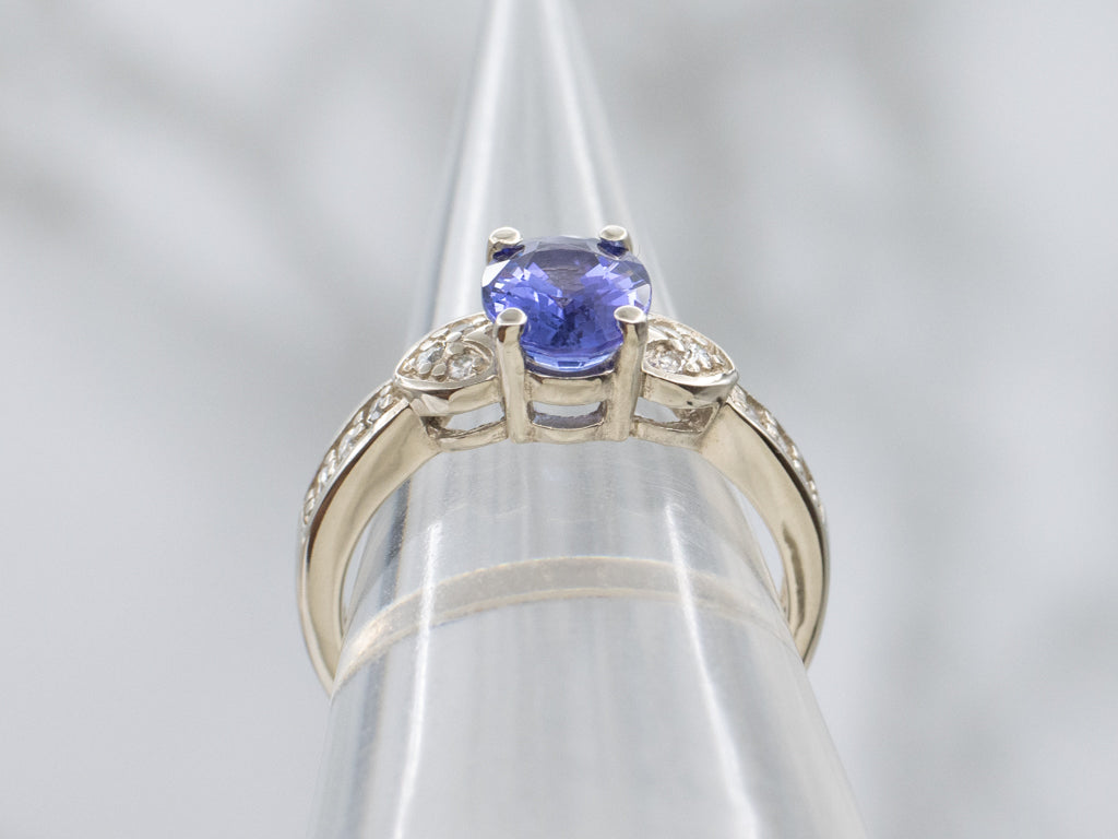 Sweetheart Tanzanite and Diamond White Gold Ring