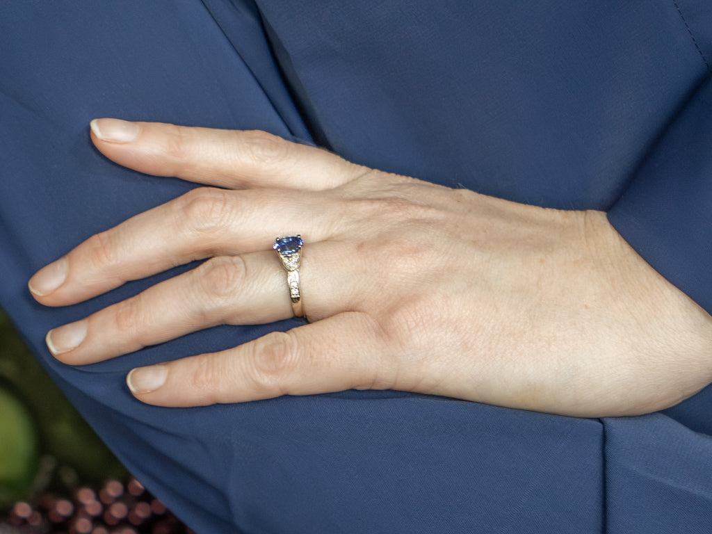 Sweetheart Tanzanite and Diamond White Gold Ring