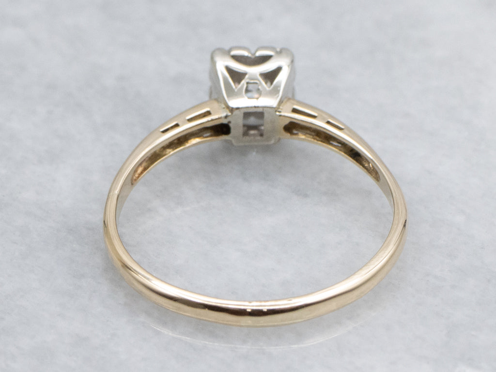 Vintage 1950s European Cut Diamond Solitaire Engagement Ring