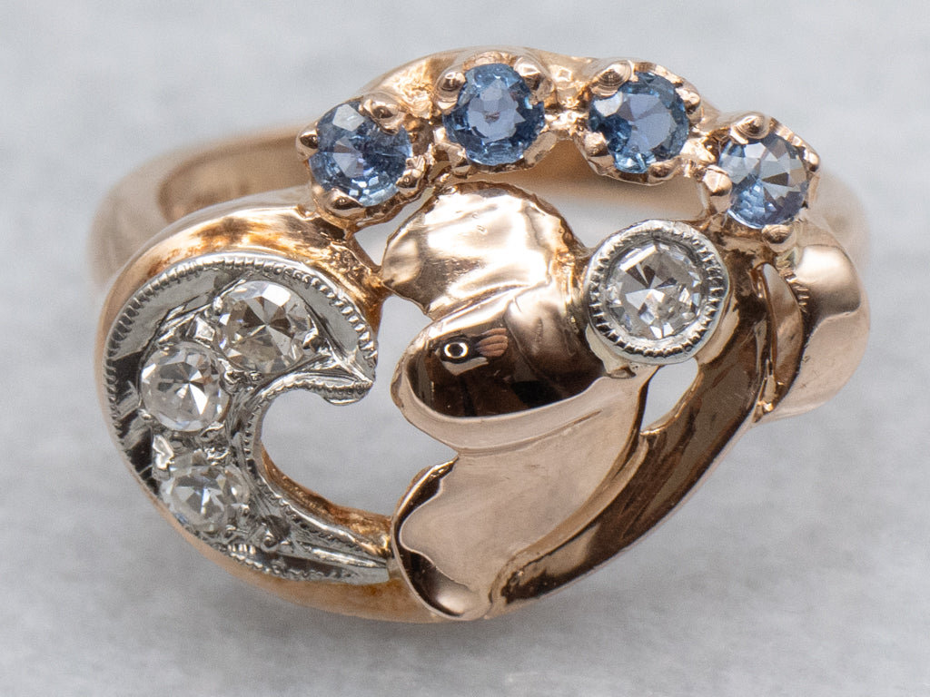Retro-Era Diamond and Sapphire Statement Ring