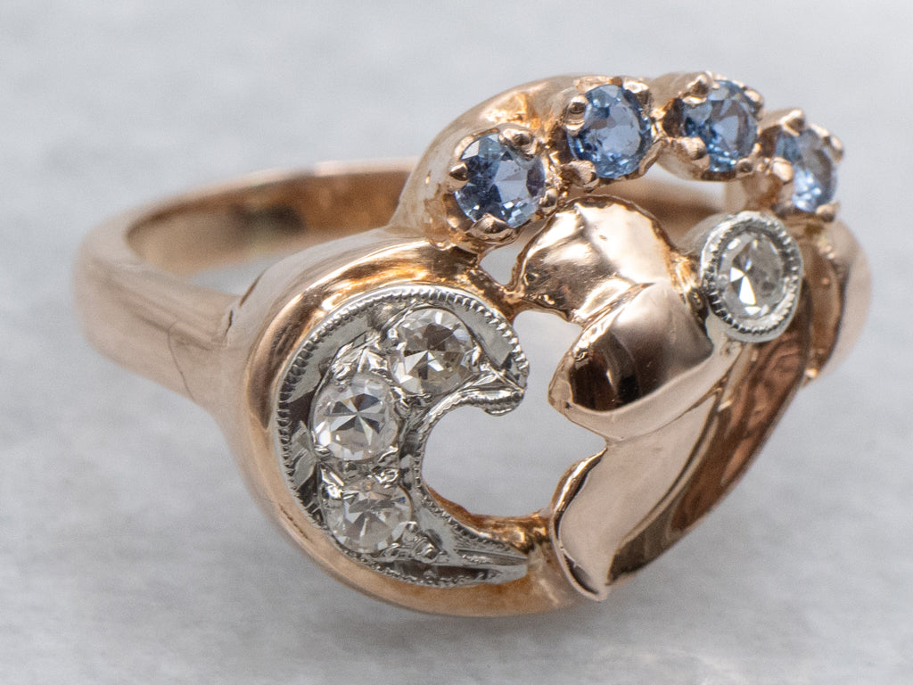 Retro-Era Diamond and Sapphire Statement Ring