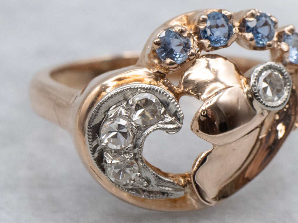 Retro-Era Diamond and Sapphire Statement Ring
