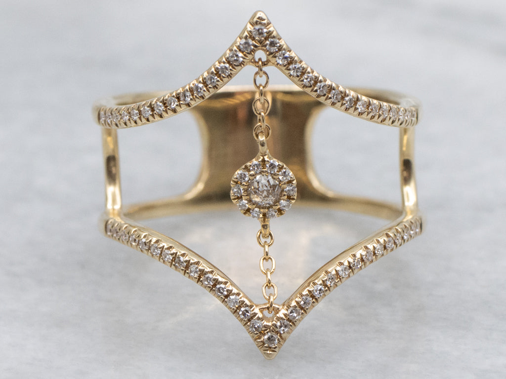 Modern Crown of Light Floating Diamond Nova Ring