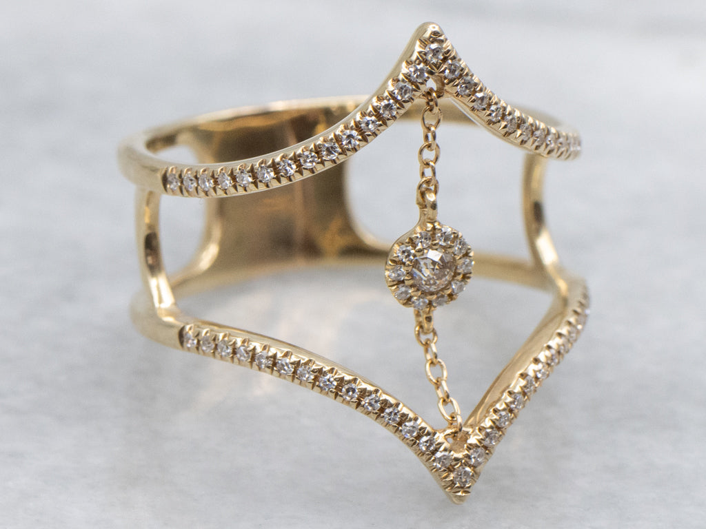 Modern Crown of Light Floating Diamond Nova Ring