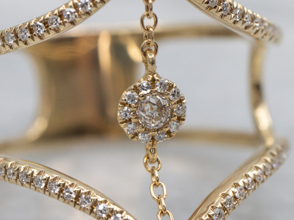 Modern Crown of Light Floating Diamond Nova Ring