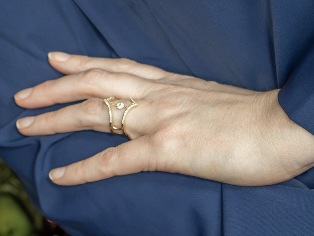 Modern Crown of Light Floating Diamond Nova Ring