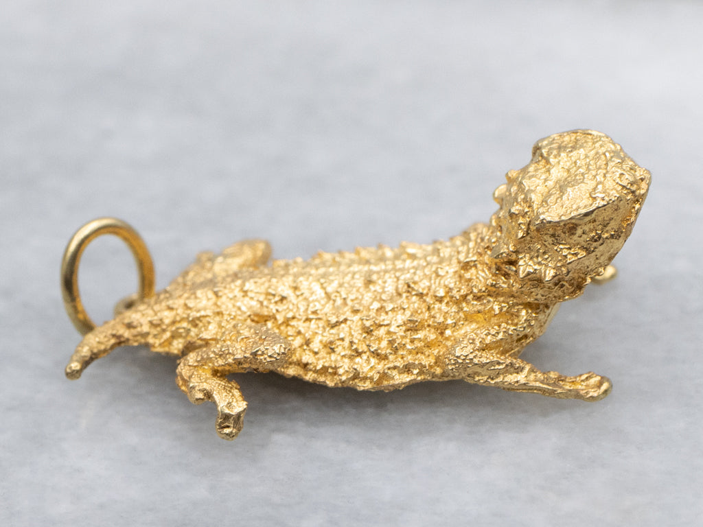 Textured Gold Bearded Dragon Pendant